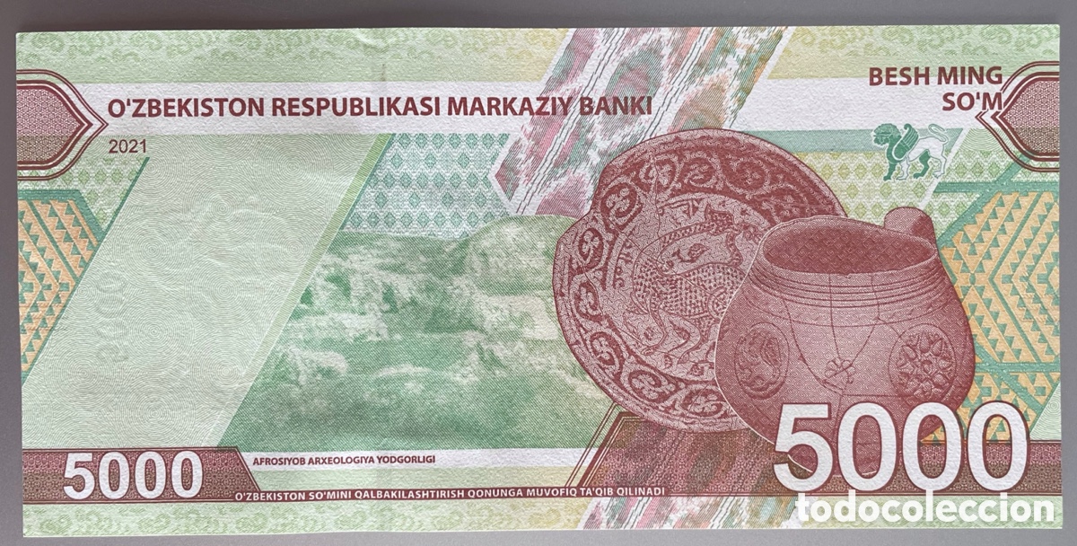 Billetes extranjeros: Uzbekist&aacute;n. 5000 sum. 2021