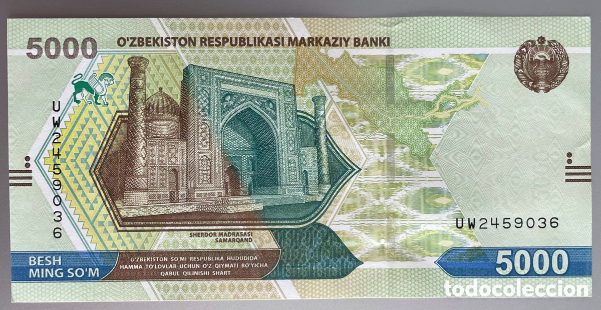Banconote internazionali: Uzbekist&aacute;n. 5000 sum. 2021