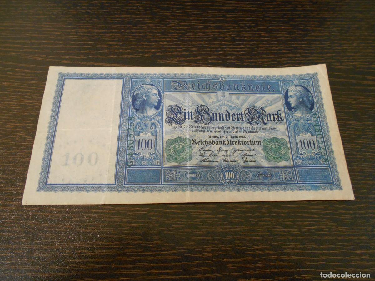 Billetes extranjeros: ALEMANIA-BILLETE-PICK 43-100 MARCOS-1910-SELLOS VERDES-BC-RARO