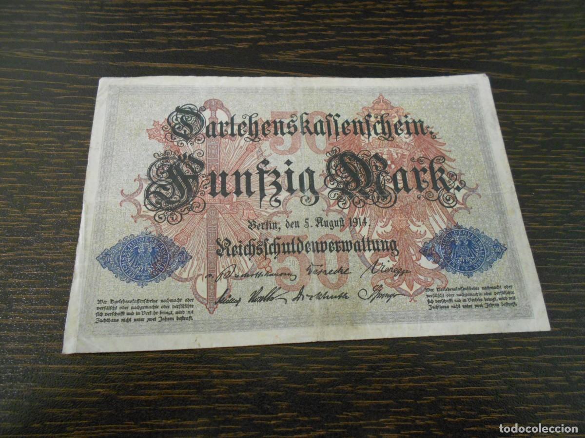 Billetes extranjeros: ALEMANIA-BILLETE-PICK 49b-50 MARCOS-1914-MBC