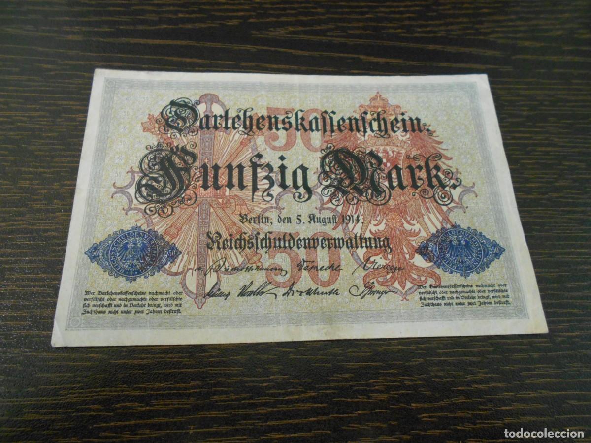 Billetes extranjeros: ALEMANIA-BILLETE-PICK 49b-50 MARCOS-1914-MBC