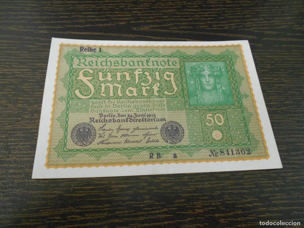 Billetes extranjeros: ALEMANIA-BILLETE-PICK 66-50 MARCOS-1919-MBC
