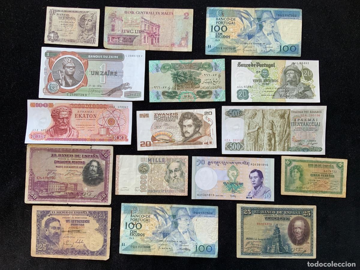 Billetes extranjeros: Lote de 16 billetes del mundo .