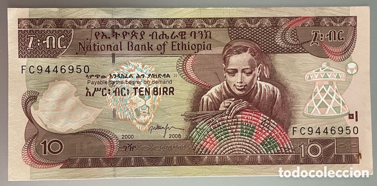 Billetes extranjeros: Etiopia. 10 Birr. 2008