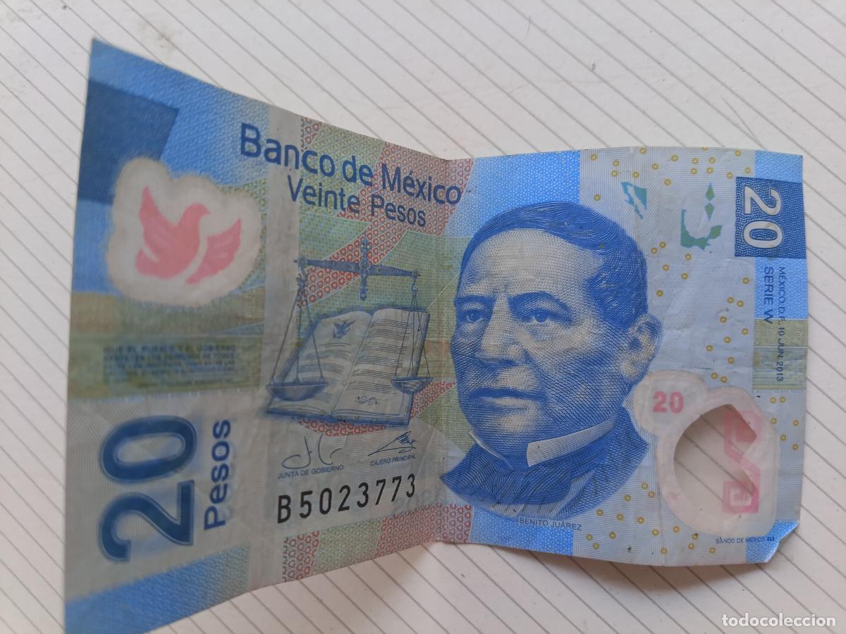 Billetes extranjeros: M&eacute;xico. 20 pesos de 2013