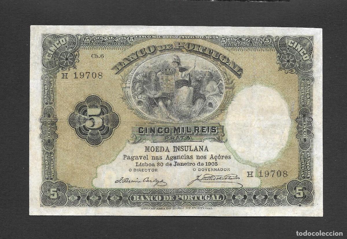 Billetes extranjeros: PORTUGAL 5000 REIS PRATA 1905