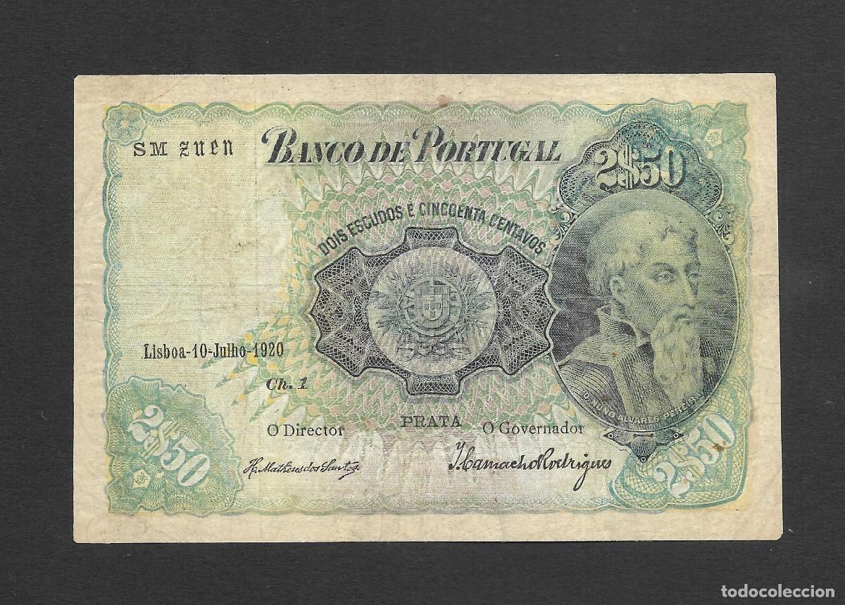 Billetes extranjeros: PORTUGAL 2,50 ESCUDOS 1920 MBC-