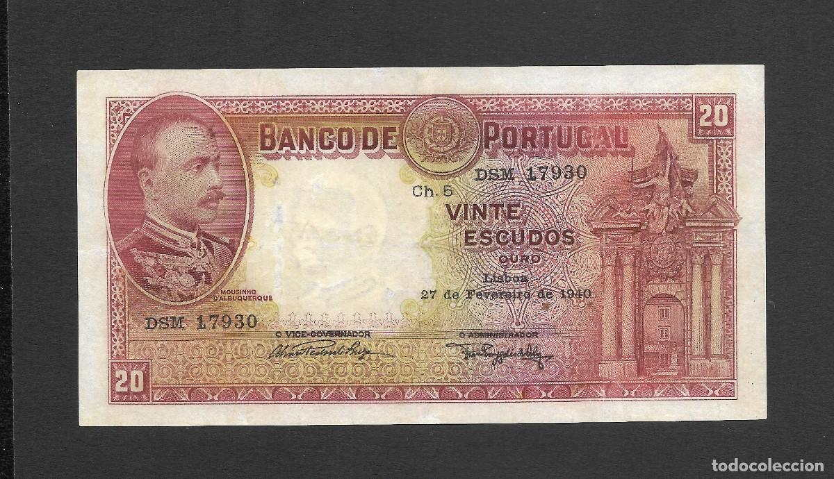Internationale Banknoten: PORTUGAL 20 ESCUDOS 1940 MBC