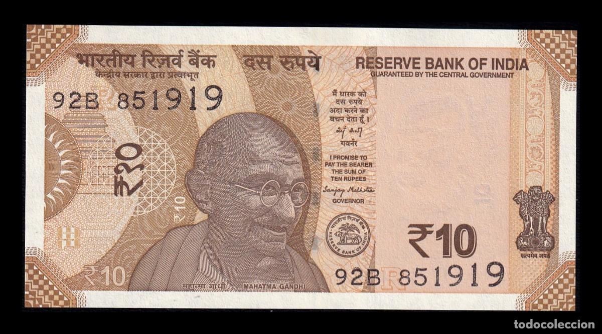 Billetes extranjeros: India 10 Rupias Gandhi 2025 Pick 109z Nuevo Letra R Sc Unc