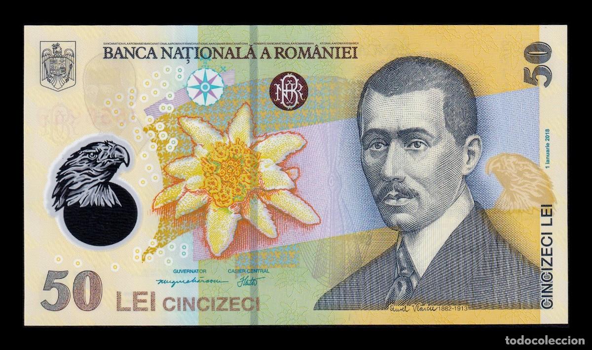 Billetes extranjeros: Rumania 50 Lei Aurel Vlaicu 2018 (2025) Pick 120l Nuevo Pol&iacute;mero Sc Unc
