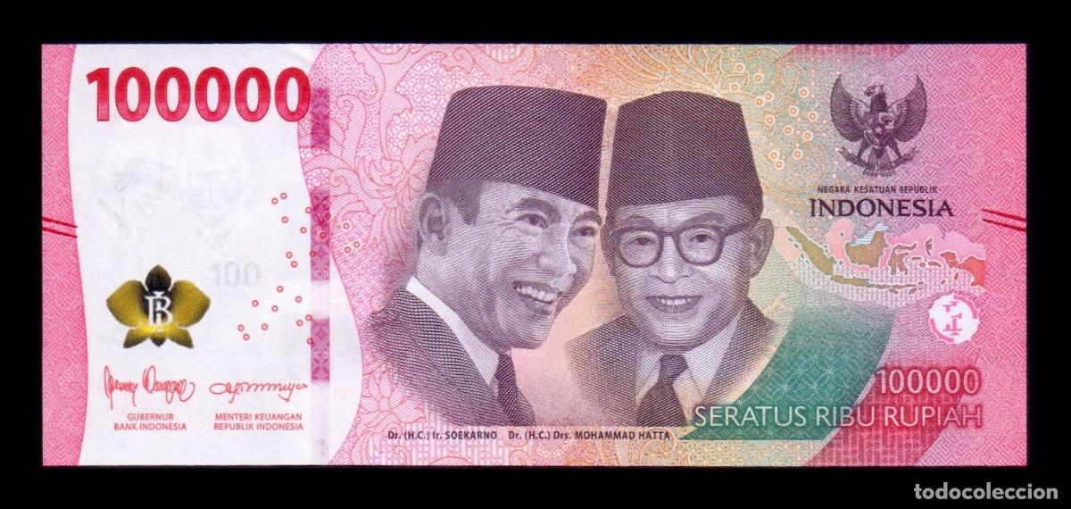 Billetes extranjeros: Indonesia 100000 Rupias Achmed Sukarno y Mohammed Hatta 2025 Pick 168d Nuevo Sc Unc