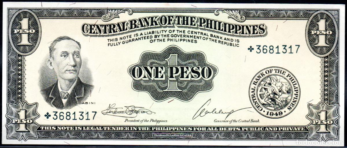 International Banknotes: FILIPINAS - 1 PESO 1949 - Pick. 133 H - S/C - BILLETE DE REEMPLAZO (ASTERISCO)