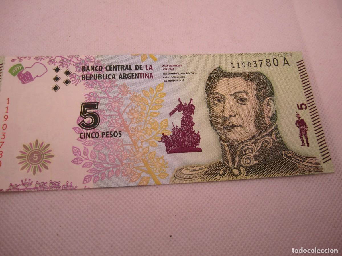 Billetes extranjeros: billete 5 pesos argentina