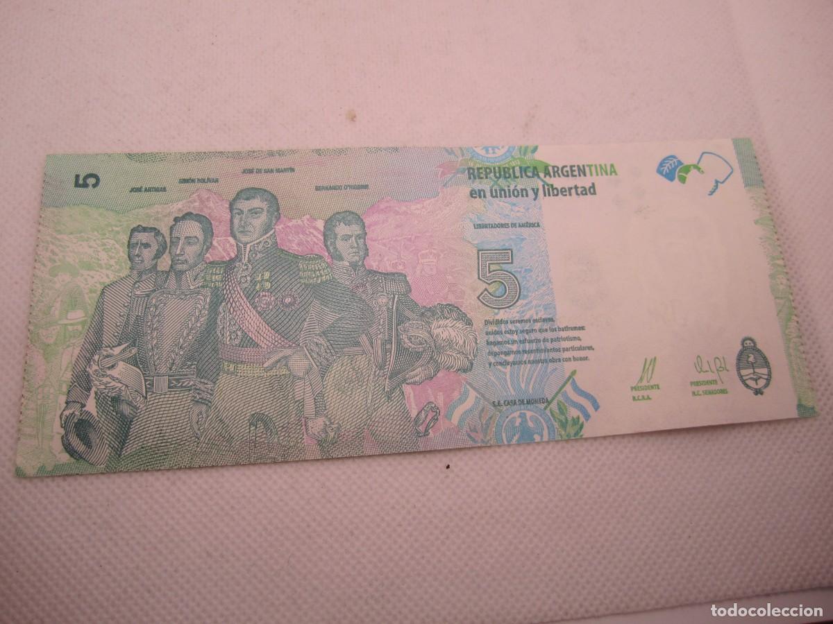 Billetes extranjeros: billete 5 pesos argentina - Foto 2