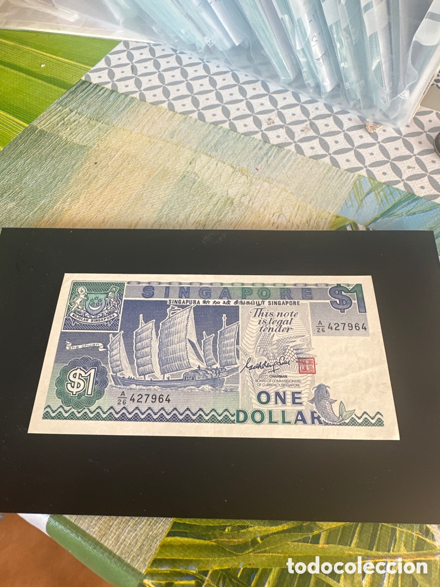 Notas Internacionais: Billete de Singapur de 1 dollar a&ntilde;o 1987