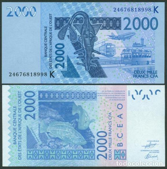 Notas Internacionais: ESTADOS DE AFRICA OCCIDENTAL. SENEGAL (Letra K). 2000 FRANCOS 2024. S/C. Fauna.