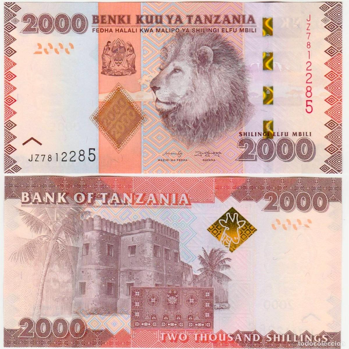 Billetes extranjeros: Tanzania 2000 Chelines 2020 Sin Circular