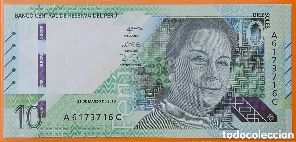 Billetes extranjeros: PER&Uacute;, 10 SOLES, 2019. UNC. CAPIC&Uacute;A.