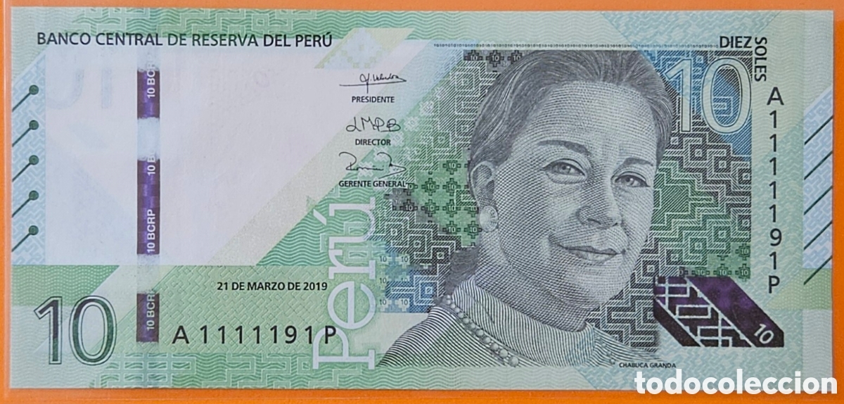 Billetes extranjeros: PER&Uacute;, 10 SOLES, 2019. BINUMERAL.