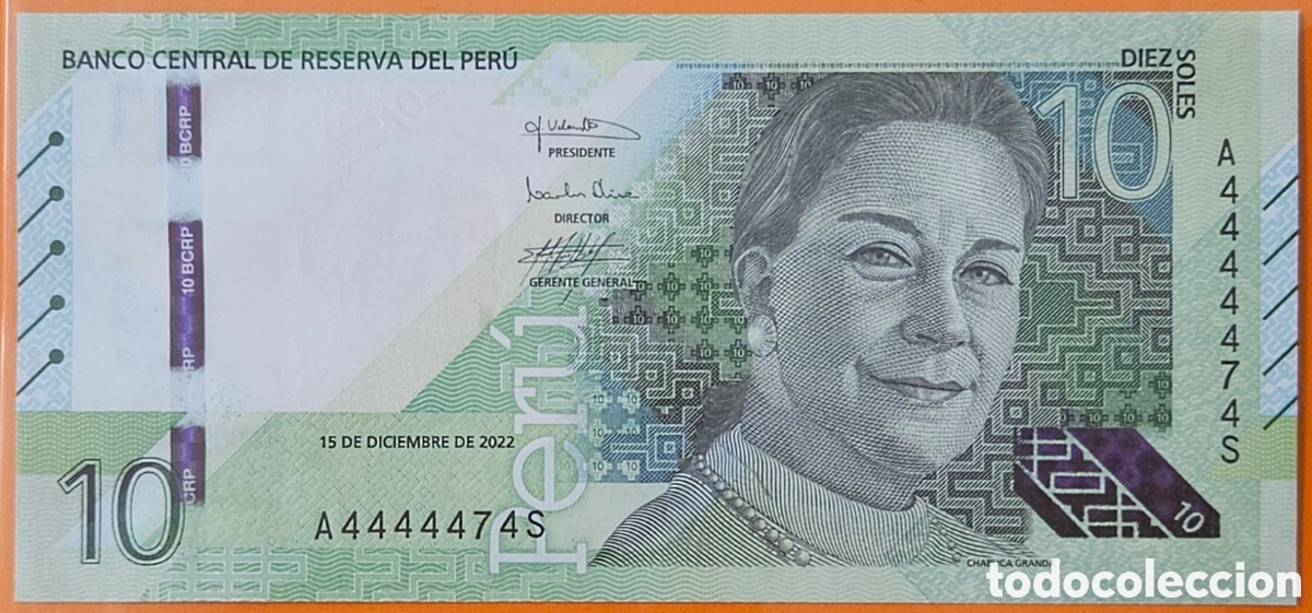 Billetes extranjeros: PER&Uacute;, 10 SOLES, 2022. BINUMERAL.