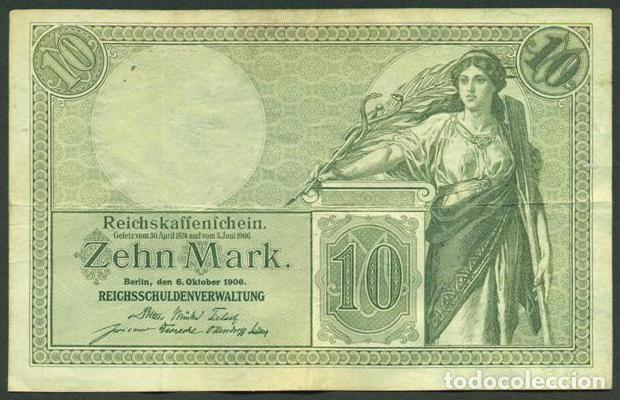 Billetes extranjeros: ALEMANIA (IMPERIO). 10 mark 06.10.1906. Pick 9.
