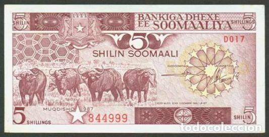 Billets internationaux: SOMALIA. 5 shilin (shillings) 1987. Fauna.