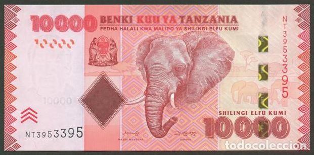 Billets internationaux: TANZANIA. 10000 shillings (2020). Pick 44c. S/C. Fauna, elefante.