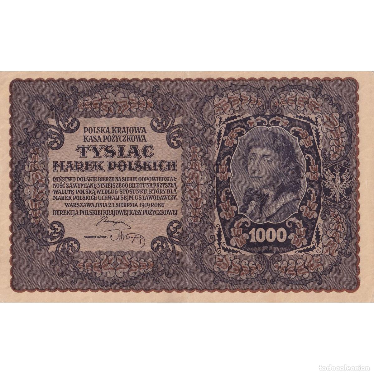 Billetes extranjeros: [#195222] Billete, 1000 Marek, 1919, Polonia, 1919-08-23, KM:29, MBC
