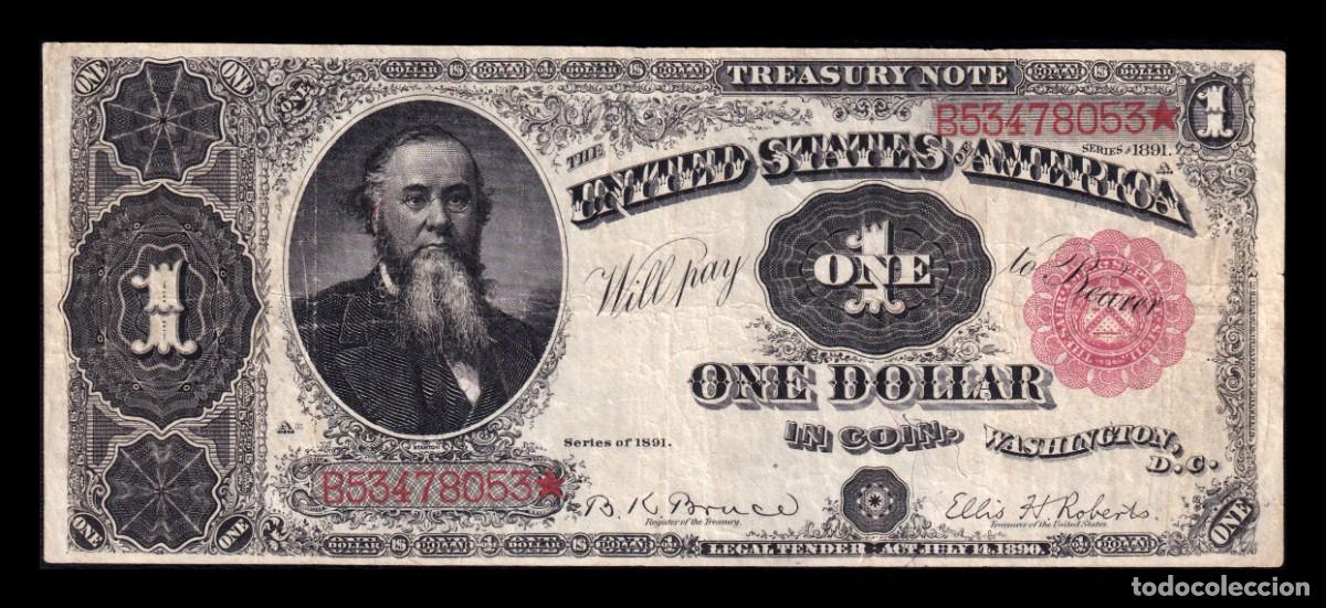 Billetes extranjeros: Estados Unidos 1 D&oacute;lar Edwin M. Stanton 1891 Pick 351c Mbc Vf