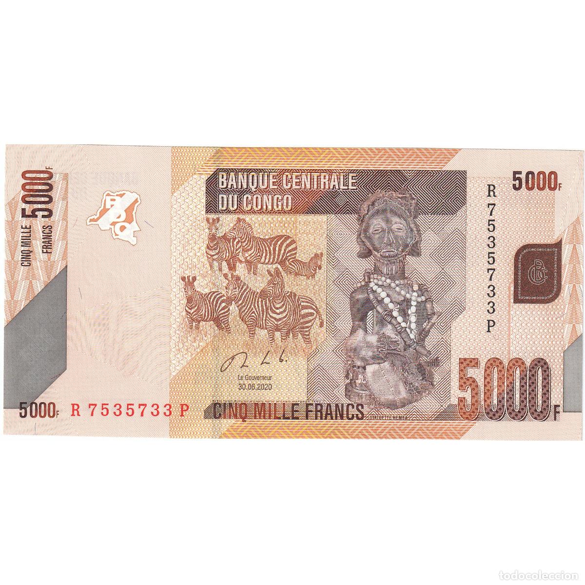 Billetes extranjeros: [#247375] Rep&uacute;blica Democr&aacute;tica de Congo, 5000 Francs, 2020-06-30, UNC