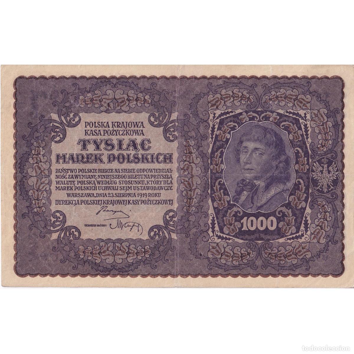 Billetes extranjeros: [#195390] Billete, 1000 Marek, 1919, Polonia, 1919-08-23, KM:29, MBC