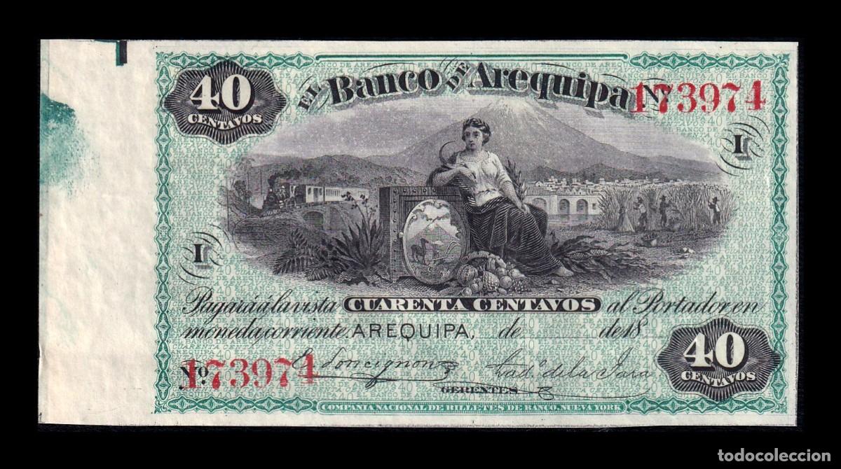 Billetes extranjeros: Per&uacute; 40 Centavos 1874 Pick S116 con Matriz Sc- aUnc