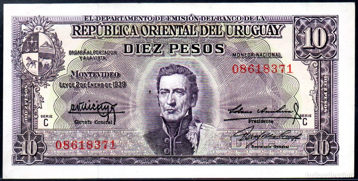 Billetes extranjeros: URUGUAY - 10 PESOS 1939 - Pick. 37 - EBC+