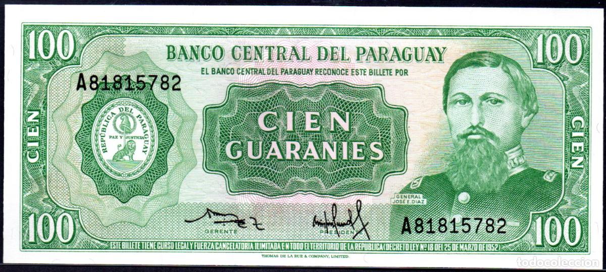 Billetes extranjeros: PARAGUAY - 100 GUARANIES 1952 - Pick. 205 - S/C