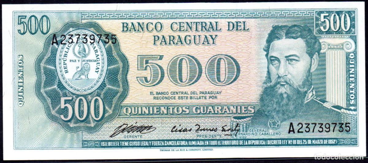 Billetes extranjeros: PARAGUAY - 500 GUARANIES 1952 - Pick. 206 - S/C