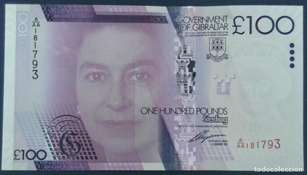 Billetes extranjeros: Gibraltar, 100 Pounds Sterling 2011 - P39 - (SC / UNC) [A/AA181793]