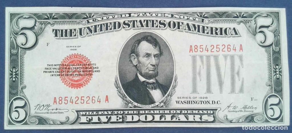 Billetes extranjeros: Estados Unidos de Am&eacute;rica, 5 Dollars 1928 - 379 - (MBC+ / XF) [A85425264A]