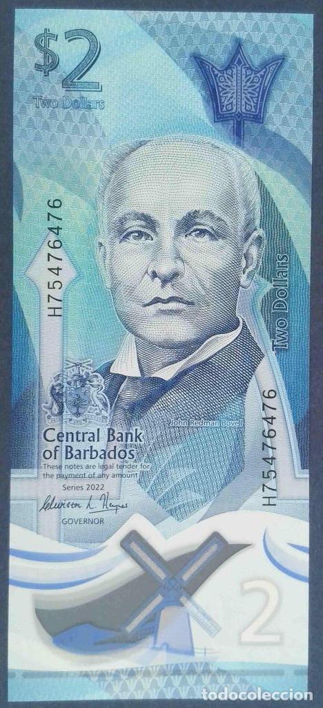 Notas Internacionais: Barbados, 2 Dollars 2022 - 80a - (SC / UNC) [H75476476]