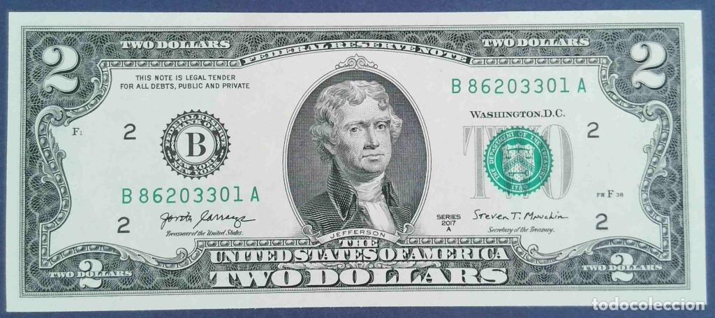 Billetes extranjeros: Estados Unidos de Am&eacute;rica, 2 Dollars 2017A - 545 Code B - (SC / UNC) [B86203301A]