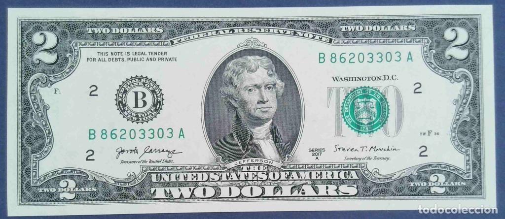 Billetes extranjeros: Estados Unidos de Am&eacute;rica, 2 Dollars 2017A - 545 Code B - (SC / UNC) [B86203303A]