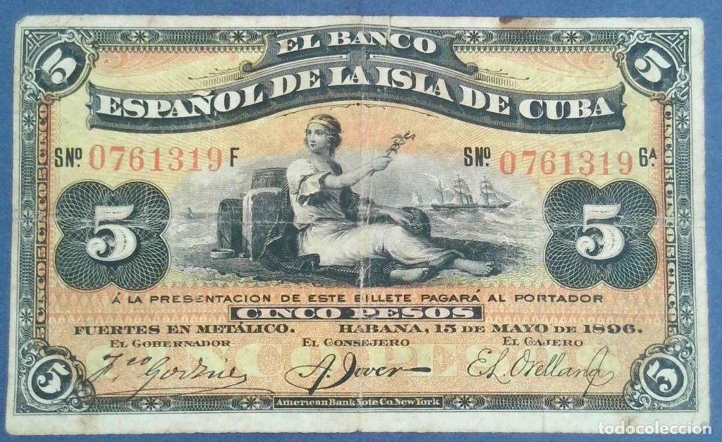 Billetes extranjeros: Cuba, 5 Pesos 1896 & 1897 - 48b - (BC / Fine) [0761319]