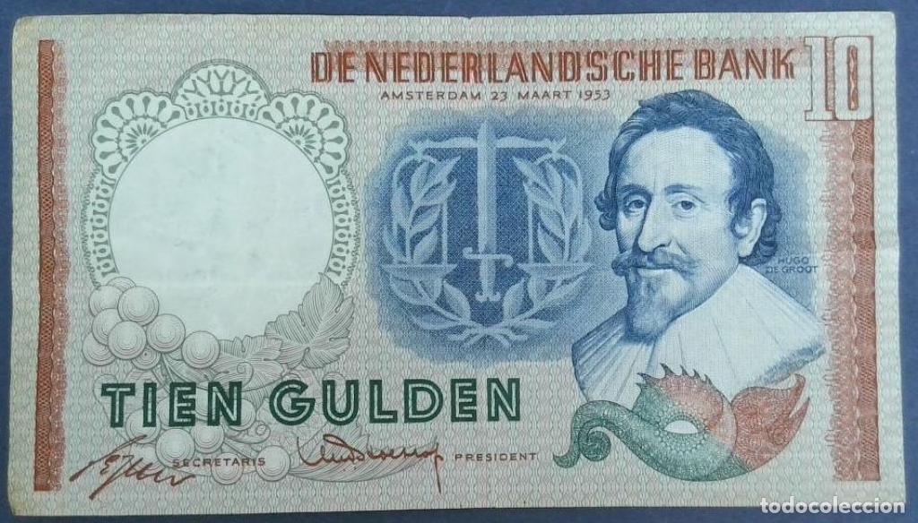 Billets internationaux: Pa&iacute;ses Bajos, 10 Gulden 1953 - P85 - (MBC / VF) [AMH075894]