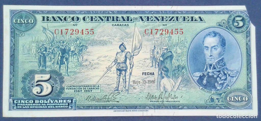 Billets internationaux: Venezuela, 5 Bol&iacute;vares 1966 - P49 - (MBC+ / XF) [C1729455]