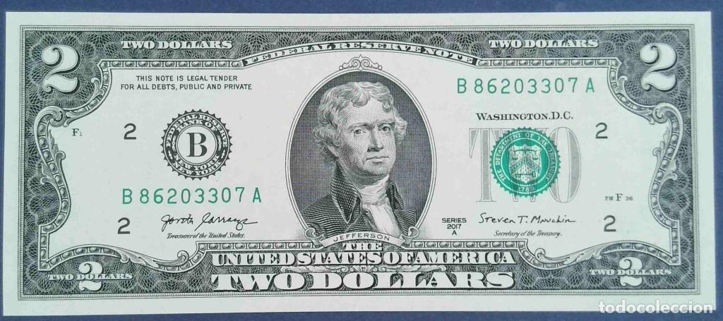 Notas Internacionais: Estados Unidos de Am&eacute;rica, 2 Dollars 2017A - 545 Code B - (SC / UNC) [B86203307A]