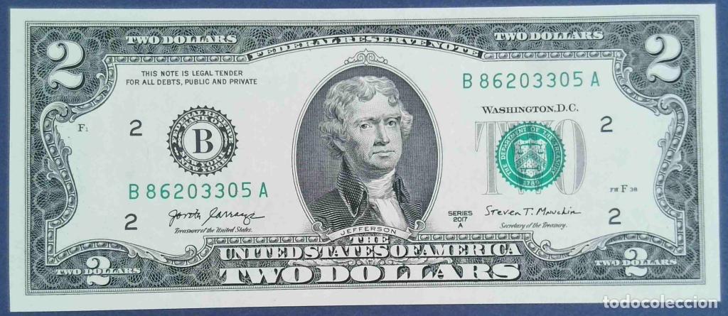 Notas Internacionais: Estados Unidos de Am&eacute;rica, 2 Dollars 2017A - 545 Code B - (SC / UNC) [B86203305A]