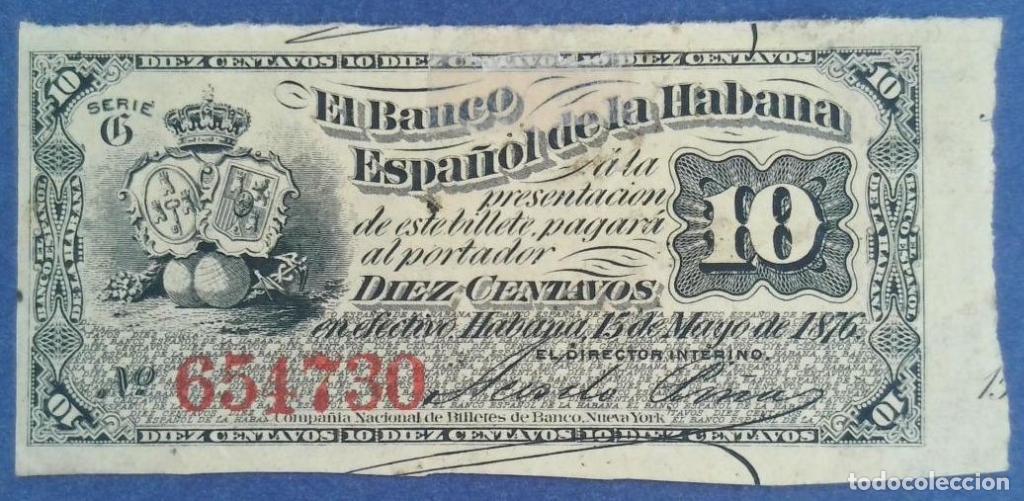 Billets internationaux: Cuba, 10 Centavos 1872, 1876, - 30b - (MBC+ / XF) [654730]
