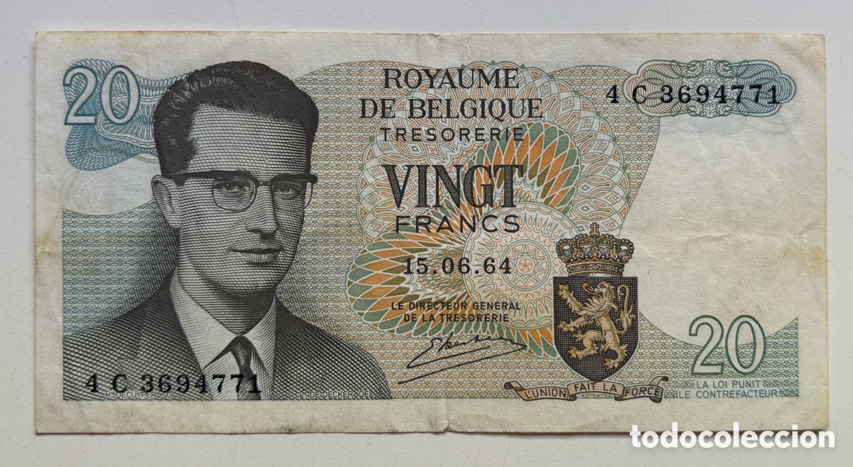 Billetes extranjeros: Billete B&Eacute;LGICA 20 Francos 1964. Francs Belgica