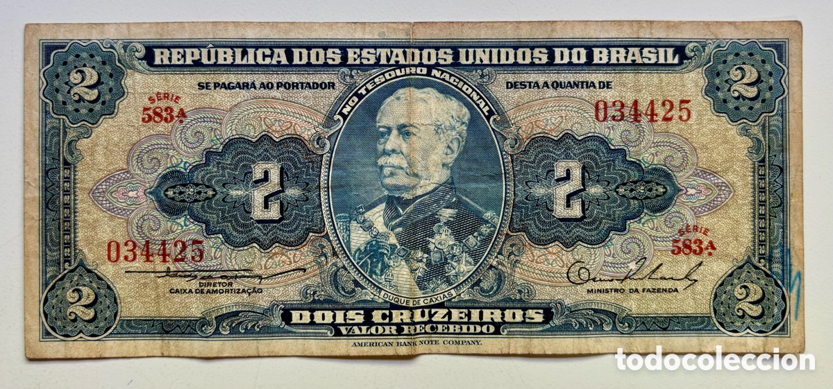 Billetes extranjeros: Billete BRASIL 2 Cruzeiros n/d