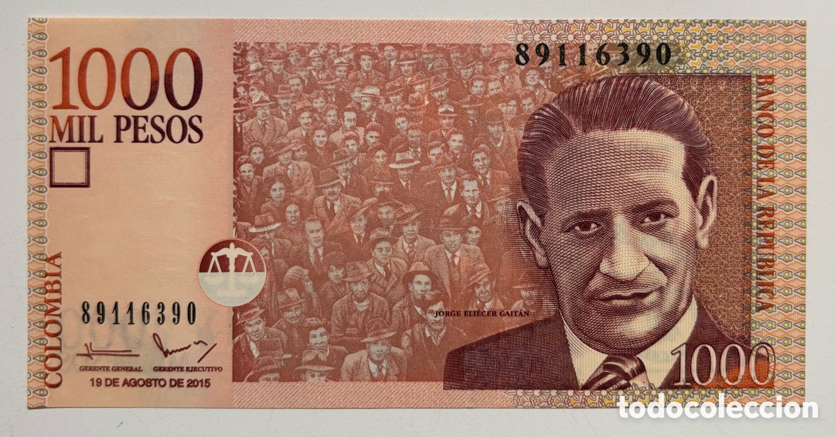 Billetes extranjeros: Billete COLOMBIA 1000 Pesos 2015 SC