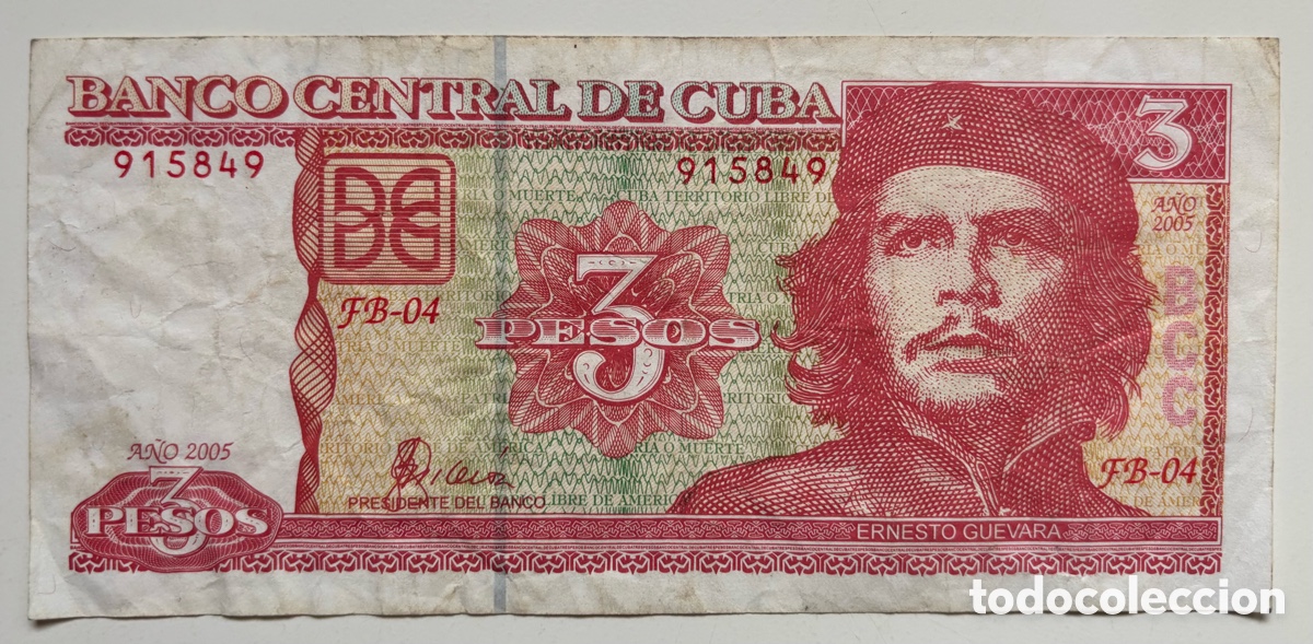 Billetes extranjeros: Billete CUBA 3 Pesos 2005. Che Guevara